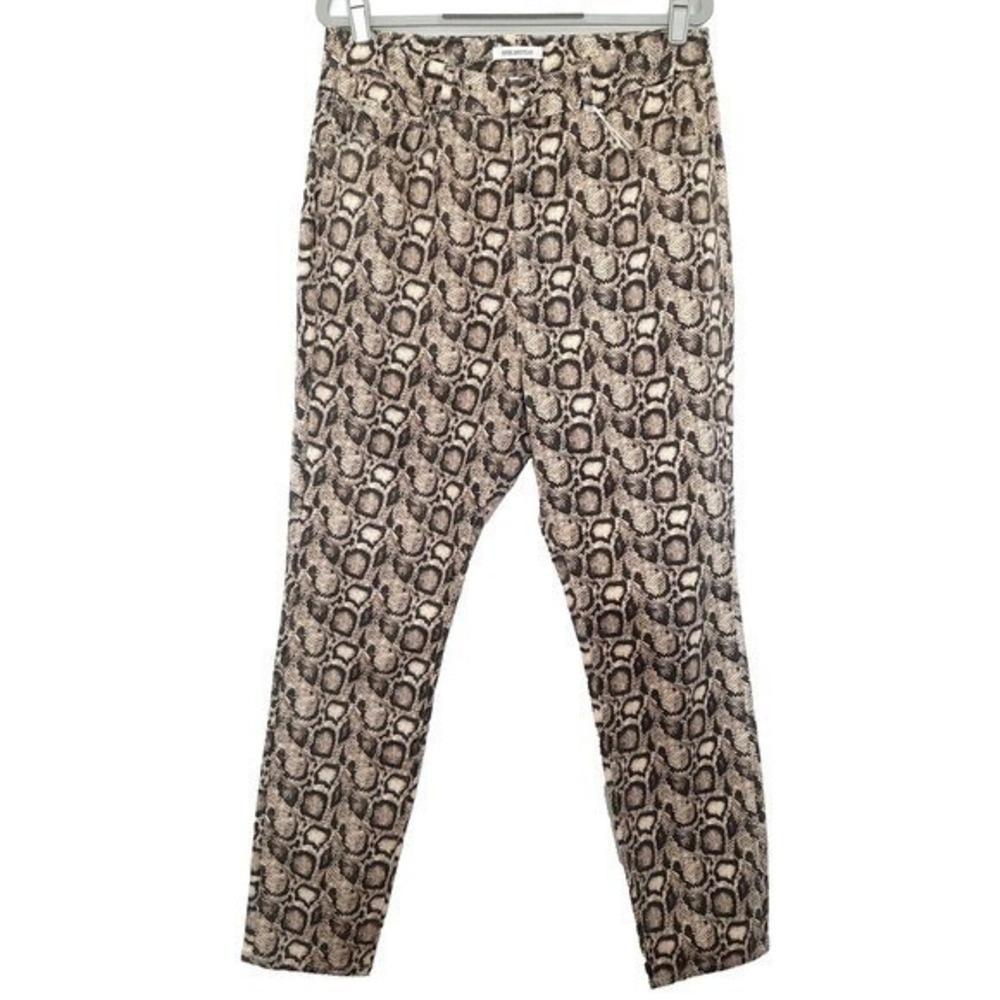 Good American Pants Women Plus 24 Brown Skinny Snakeskin Animal Streetwear Curve